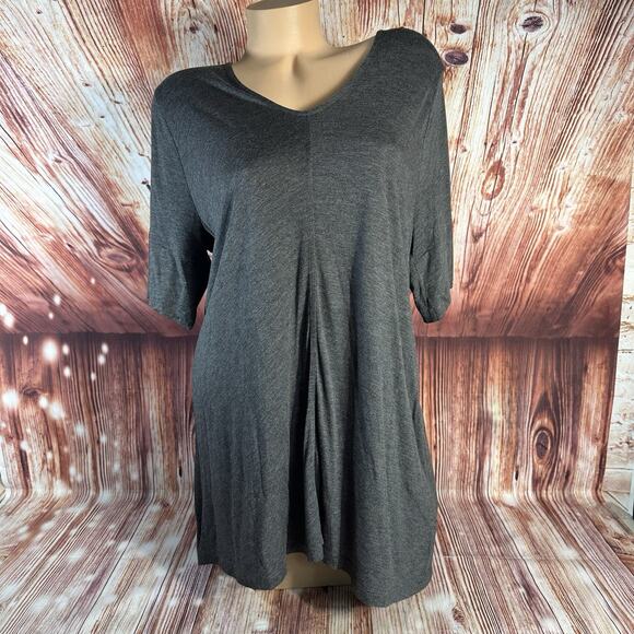 Soft Surroundings Tops - Soft Surroundings Sz X Large Gray Rayon V Neck Boho Tunic Long Short Sleeve Top
